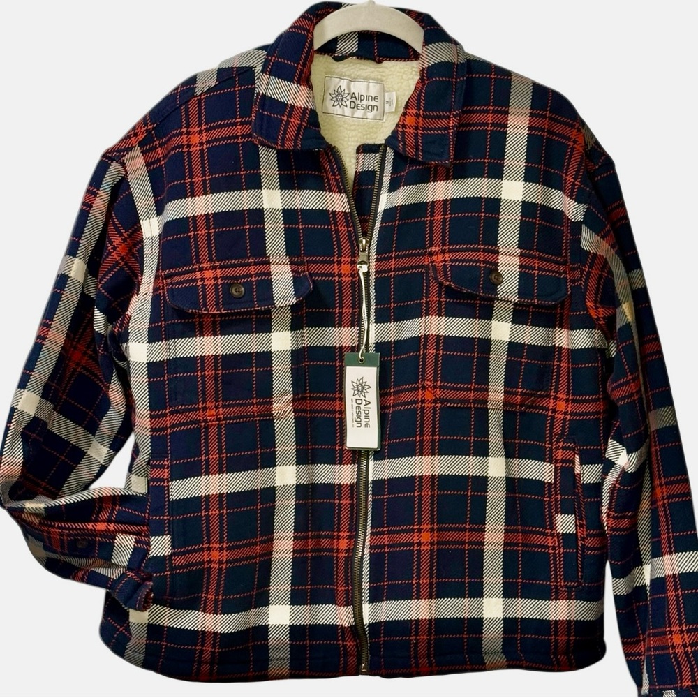 Alpine Design Sherpa Lined Plaid Jacket M
Navy Red Organic Cotton Gorpcore New